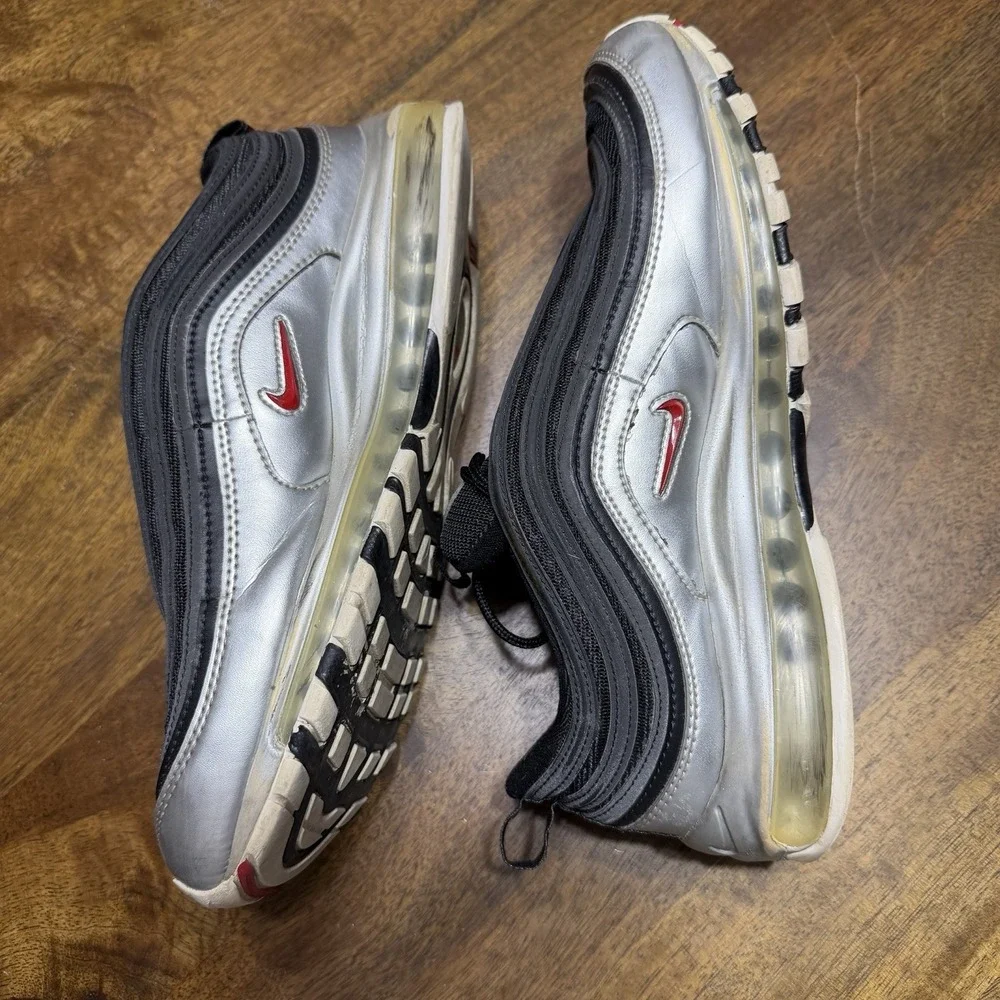 Nike Air Max 97 QS B-Sides Metallic Silver Black Size 10.5 Sneakers AT5458-001